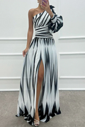 SHILOH | Elegante Vestido Maximalista de Un Hombro con Drapado y Abertura