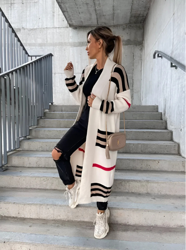 LISSIE - Chaqueta larga a rayas