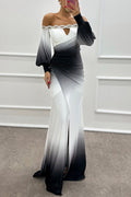 NADINE | Vestido Maxí Ombre Chic con Escote Off-Shoulder