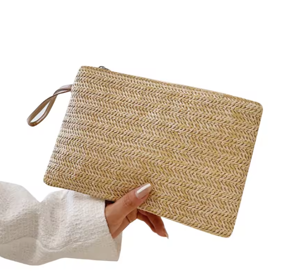 Cartera de Embrague de Paja Elegante