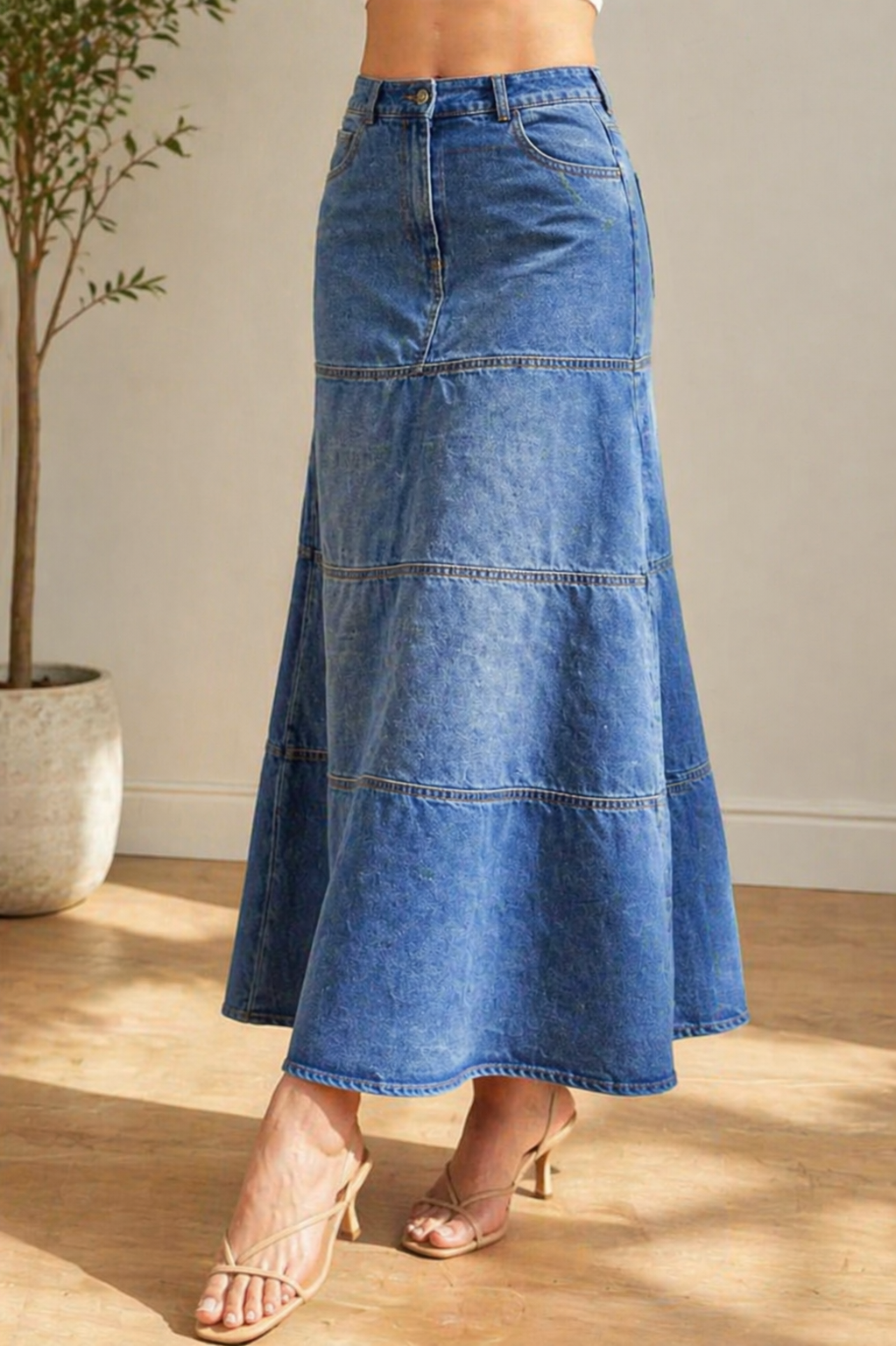 Mary | Falda de Denim de Longitud Media
