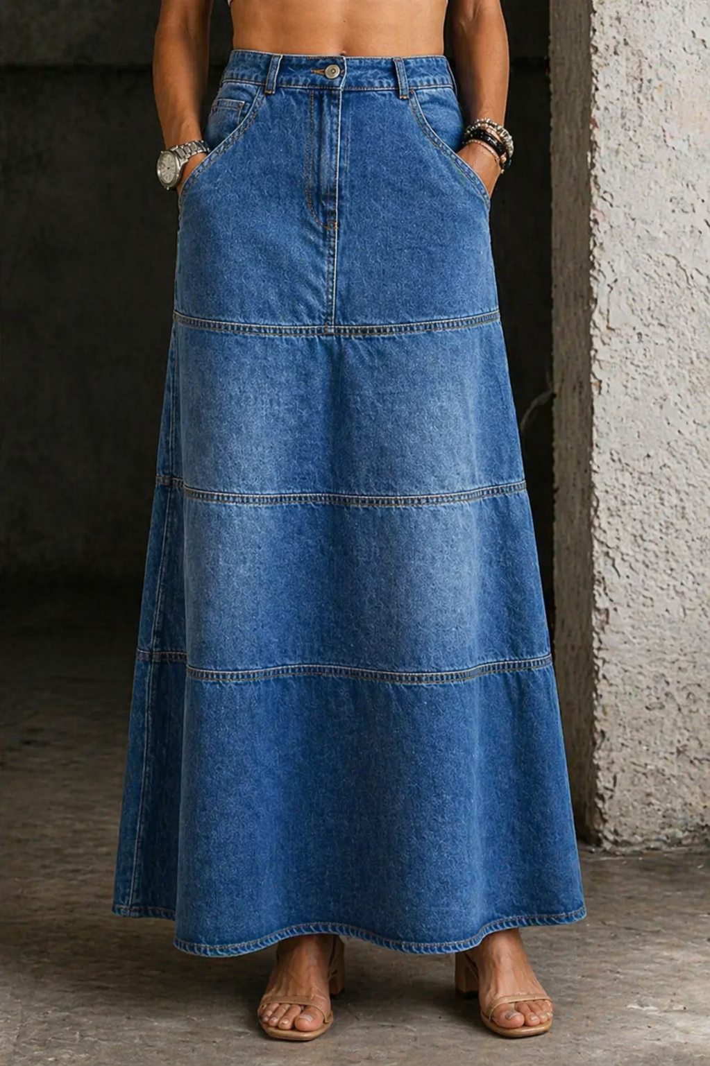 Mary | Falda de Denim de Longitud Media