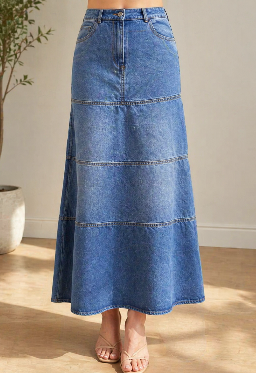 Mary | Falda de Denim de Longitud Media