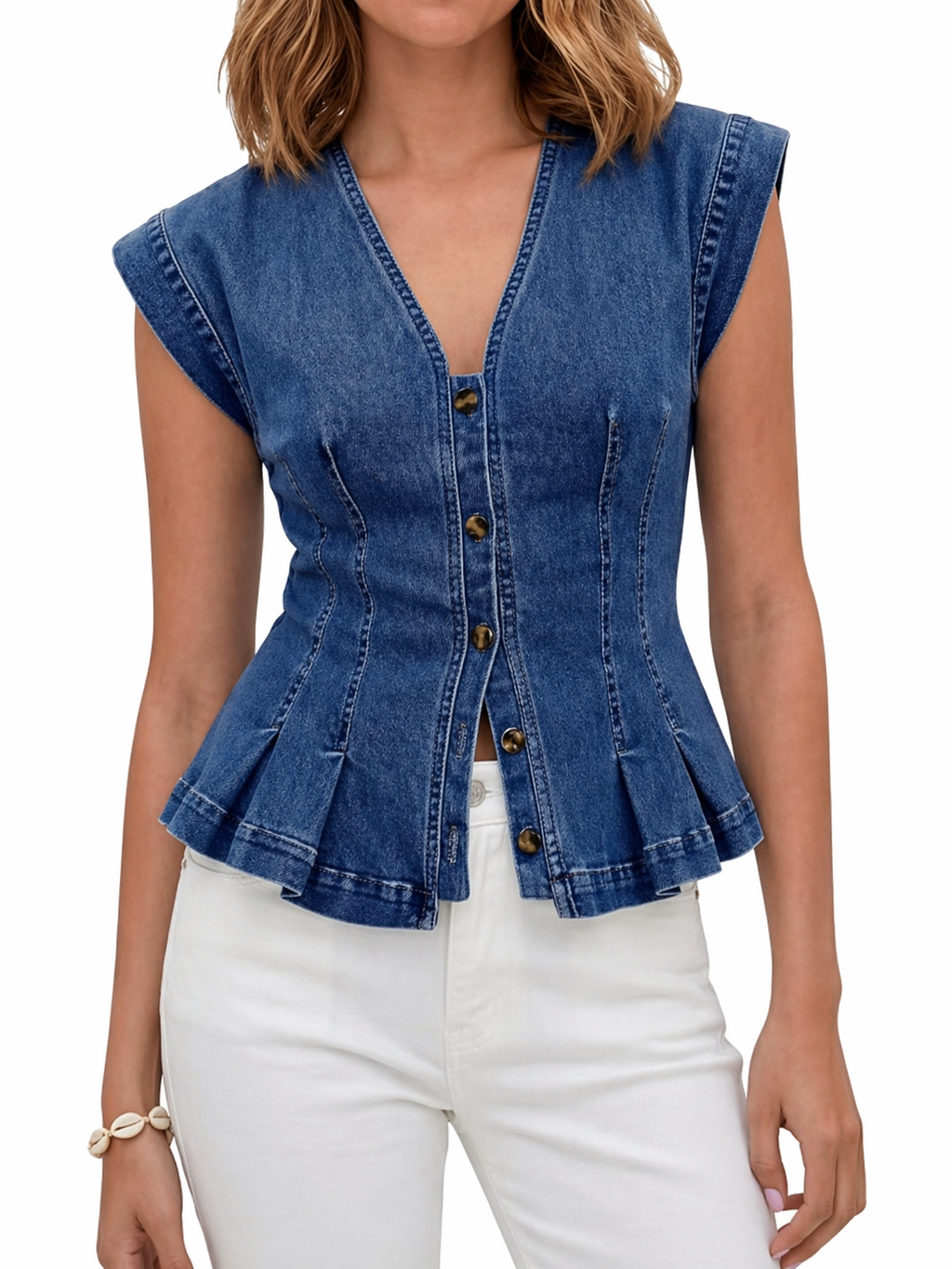 Viera | Top de Denim con Escote en V