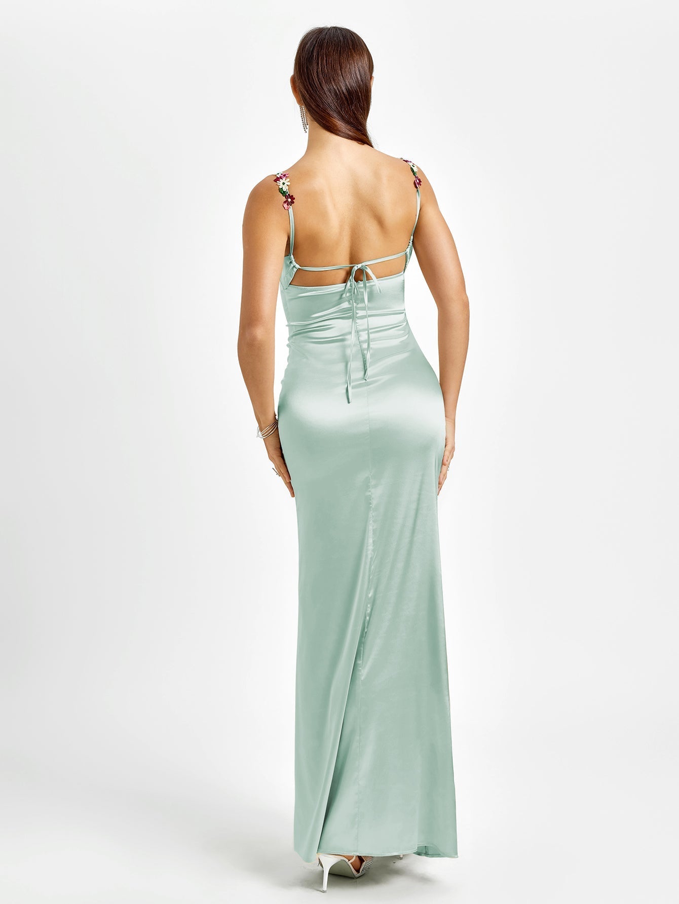 SARAH | Maxivestido de satén adornado