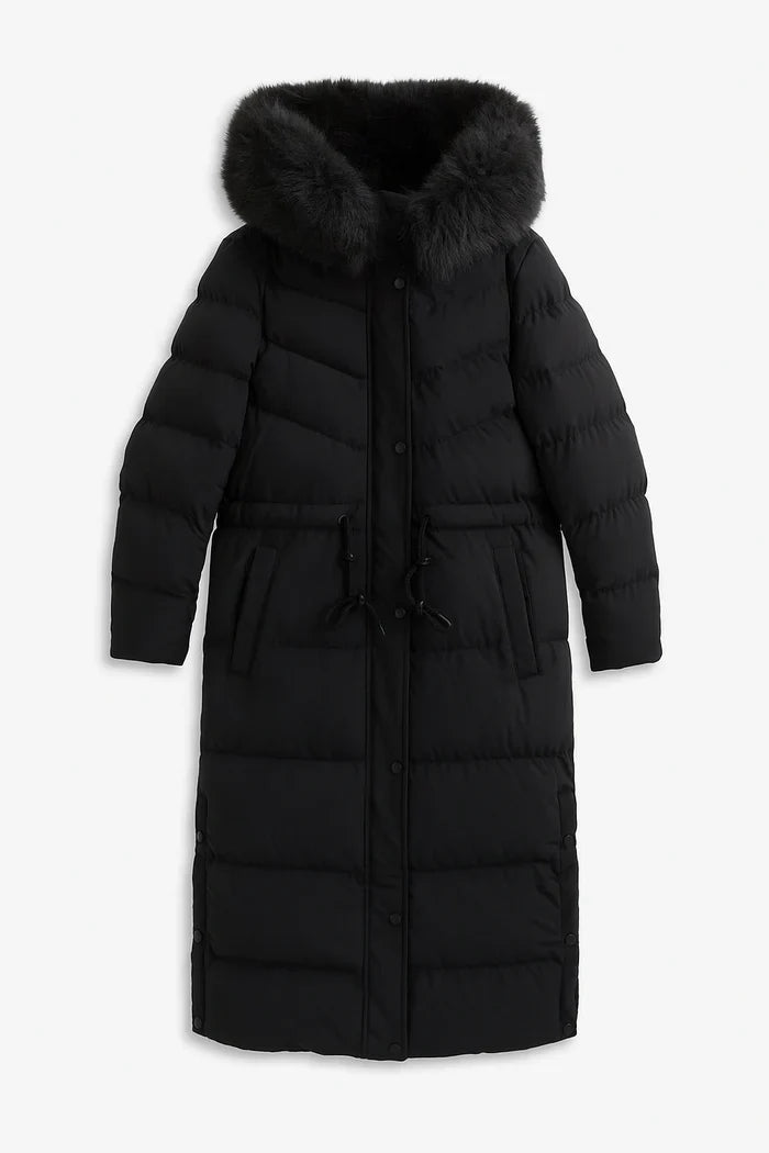 ELISE | Abrigo largo acolchado con cuello de piel
