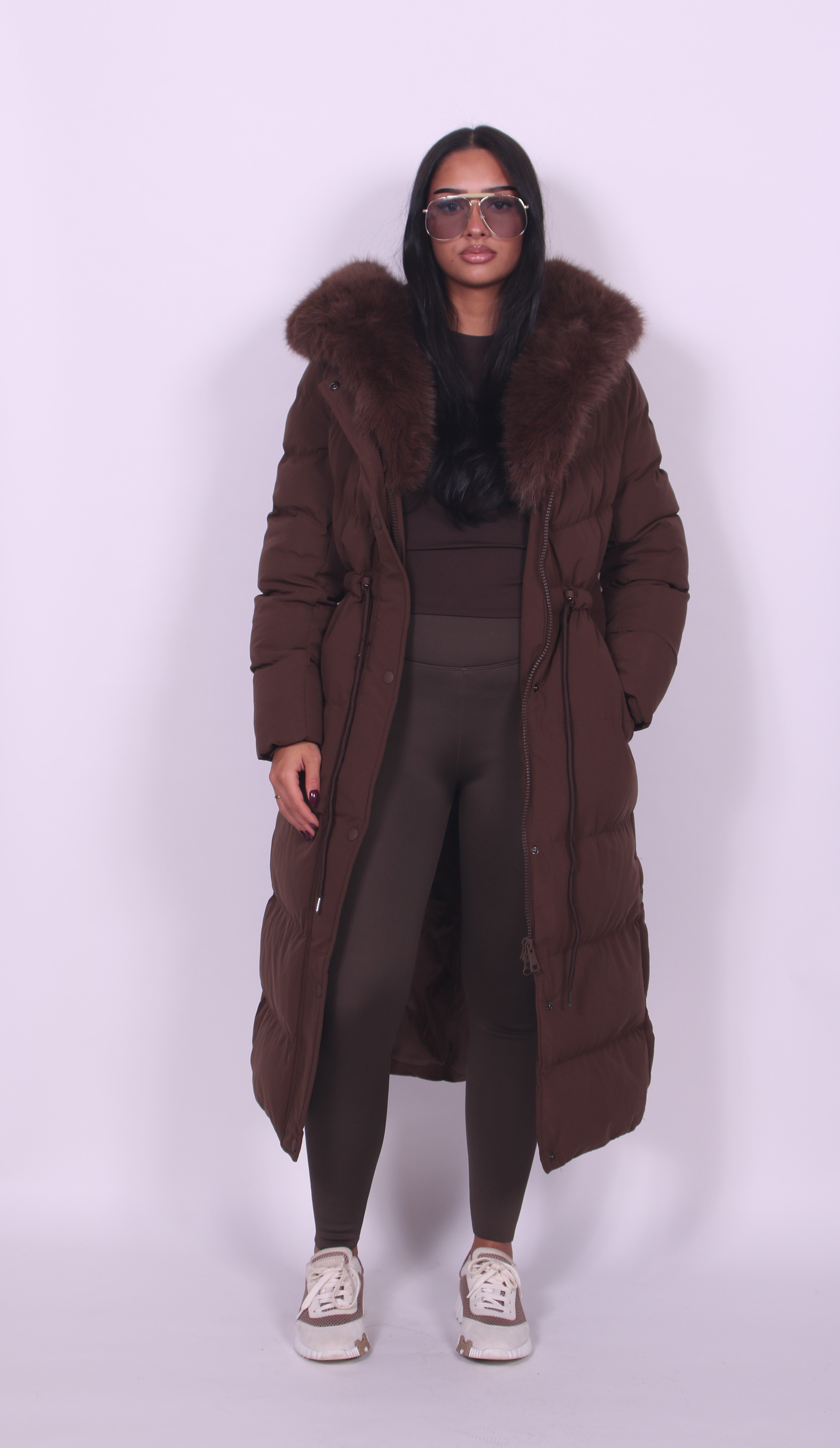 ELISE | Abrigo largo acolchado con cuello de piel