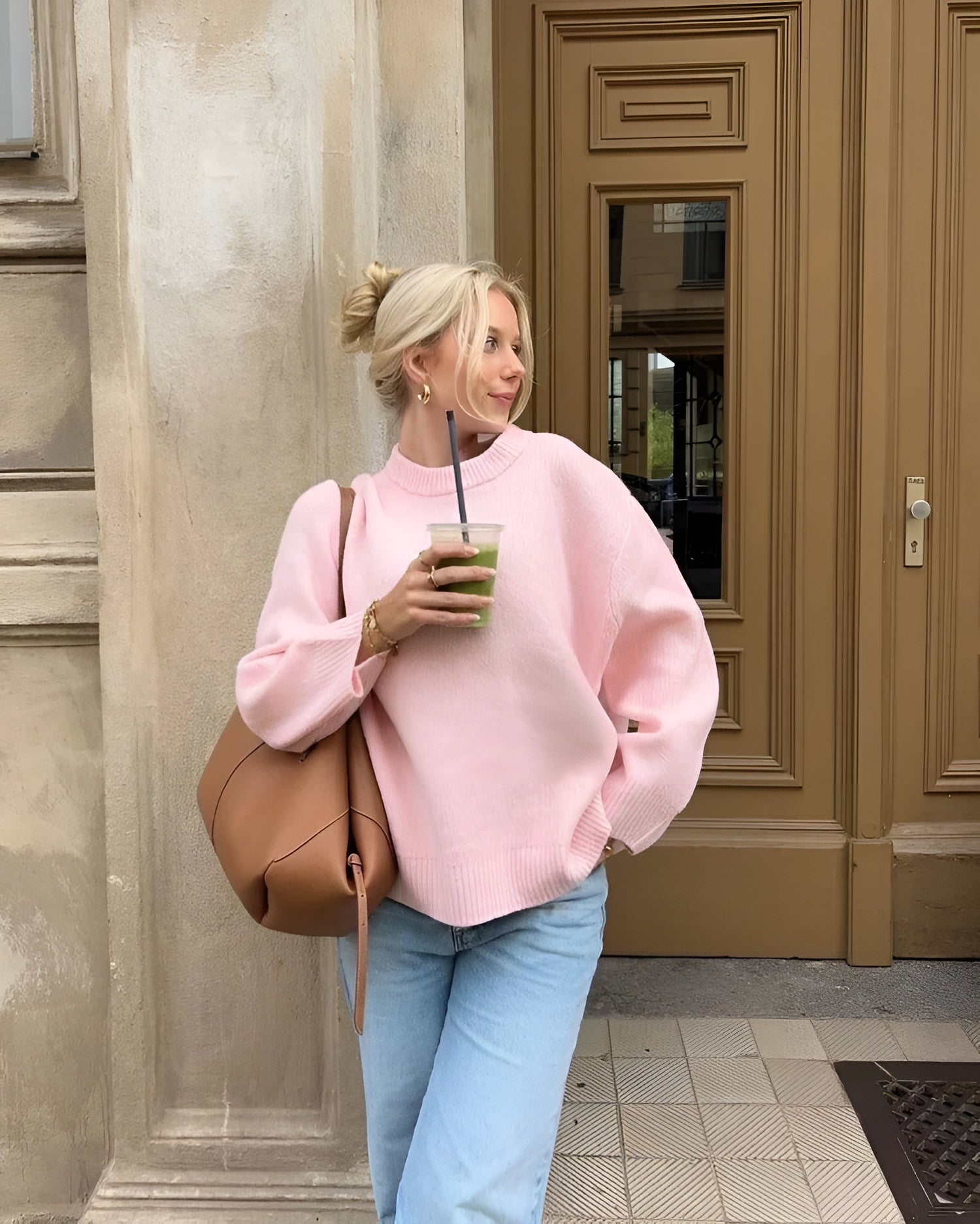 JOAN | Suéter de punto rosa oversized