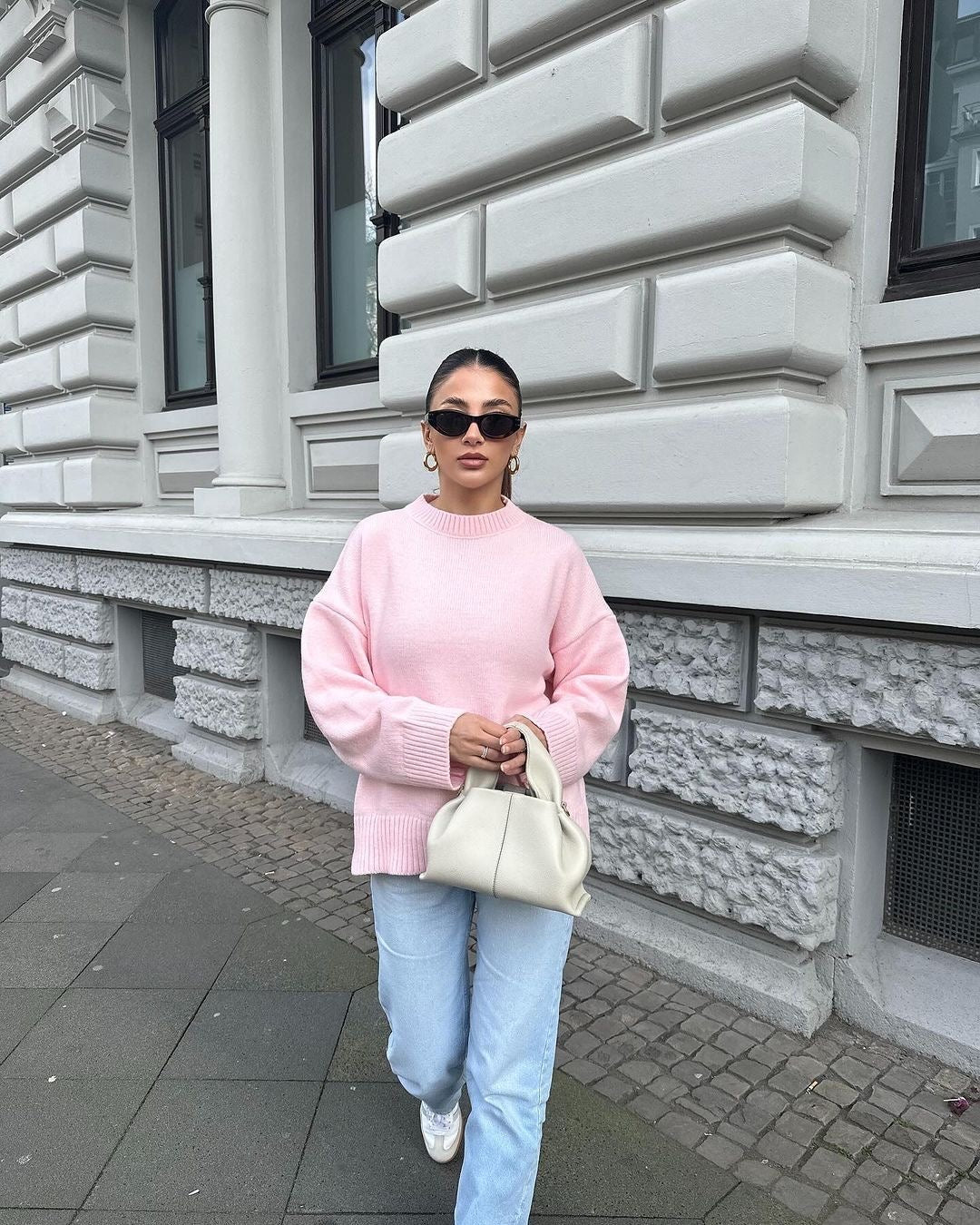 JOAN | Suéter de punto rosa oversized