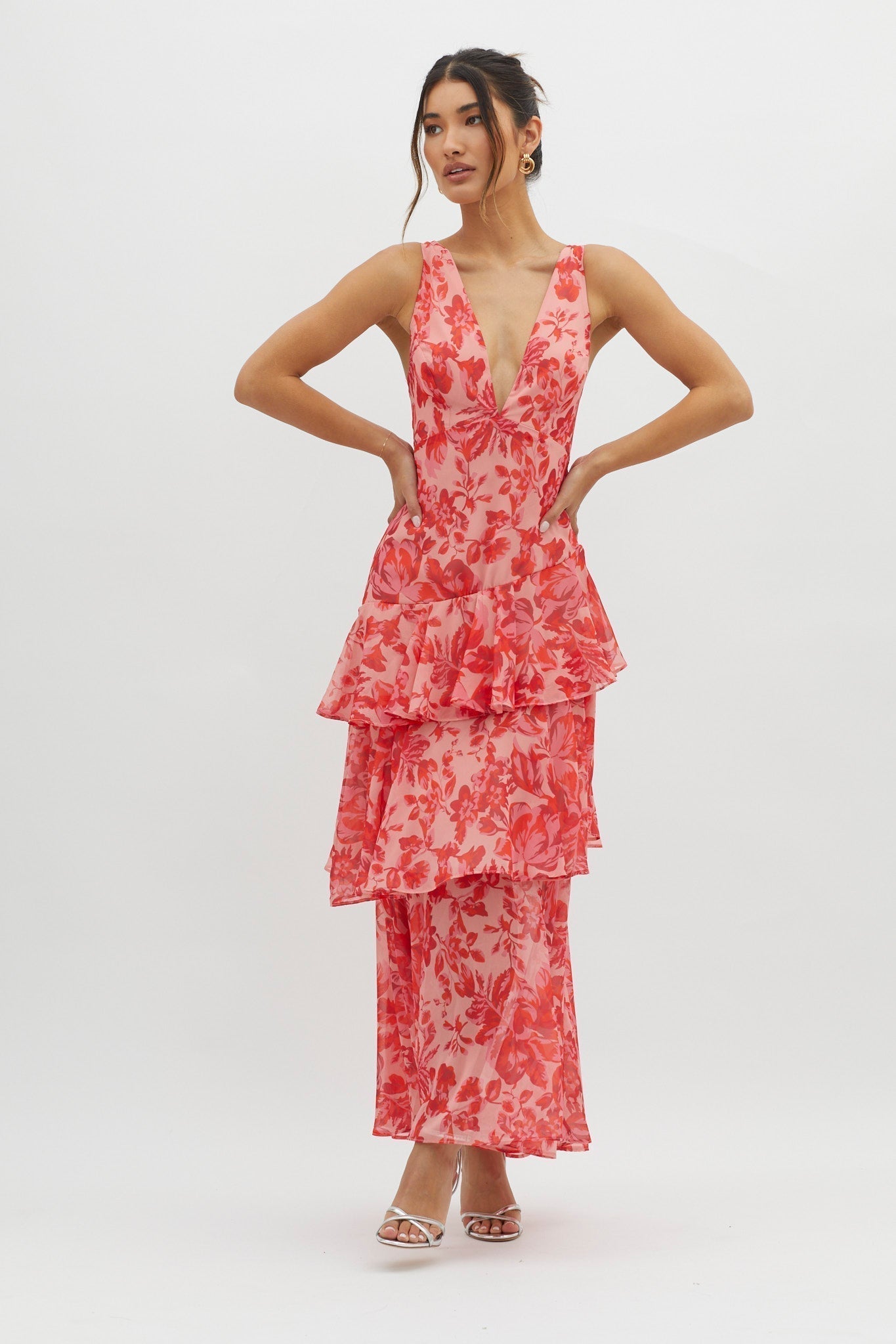 LISA | Vestido Maxí con volantes florales