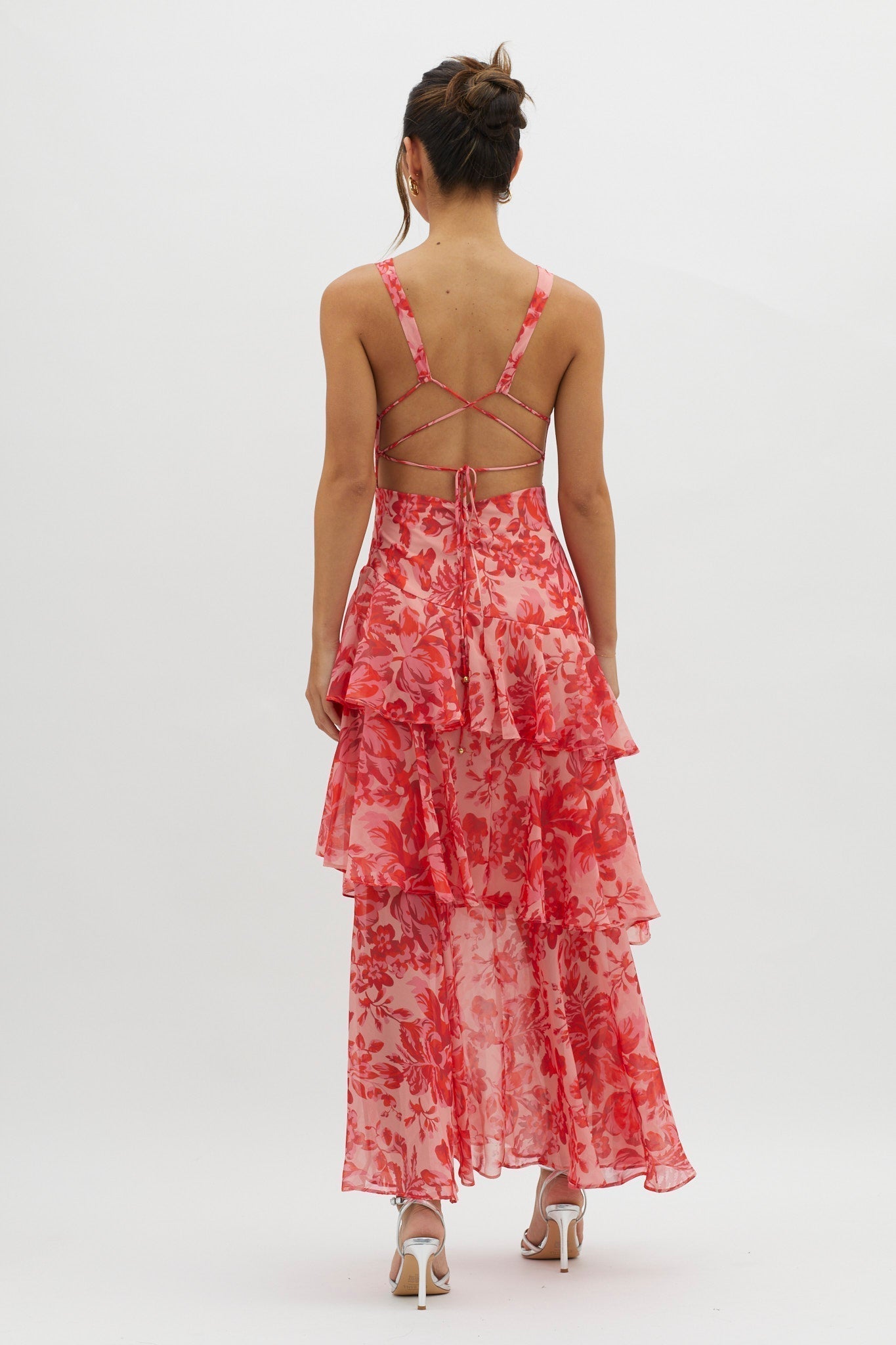 LISA | Vestido Maxí con volantes florales