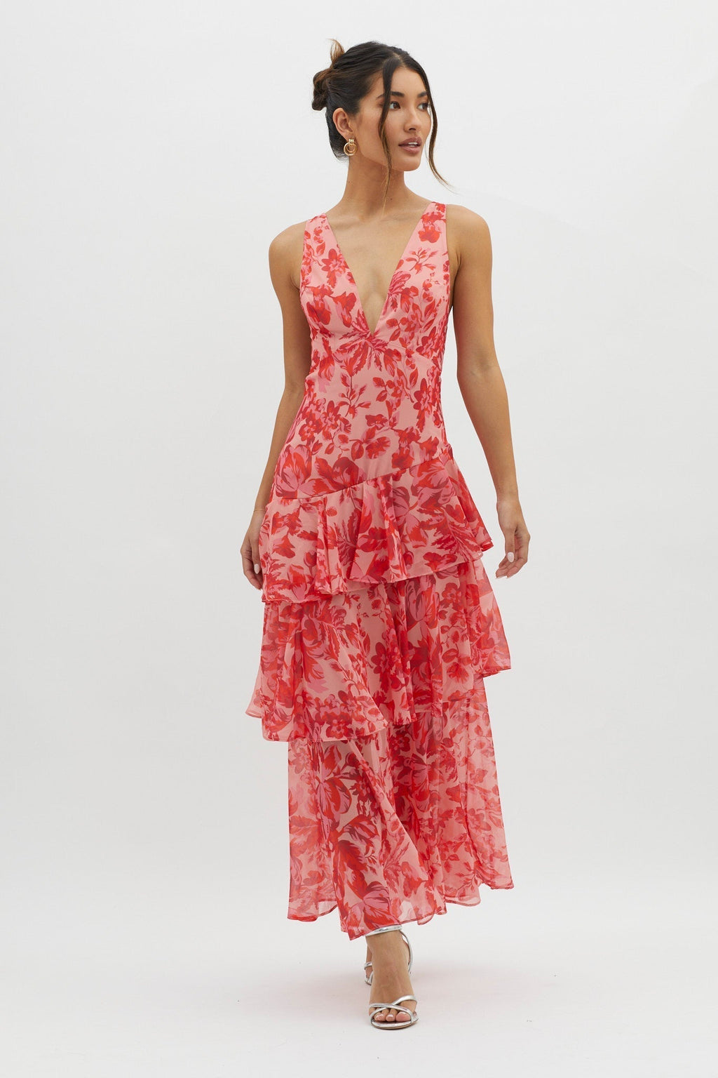 LISA | Vestido Maxí con volantes florales
