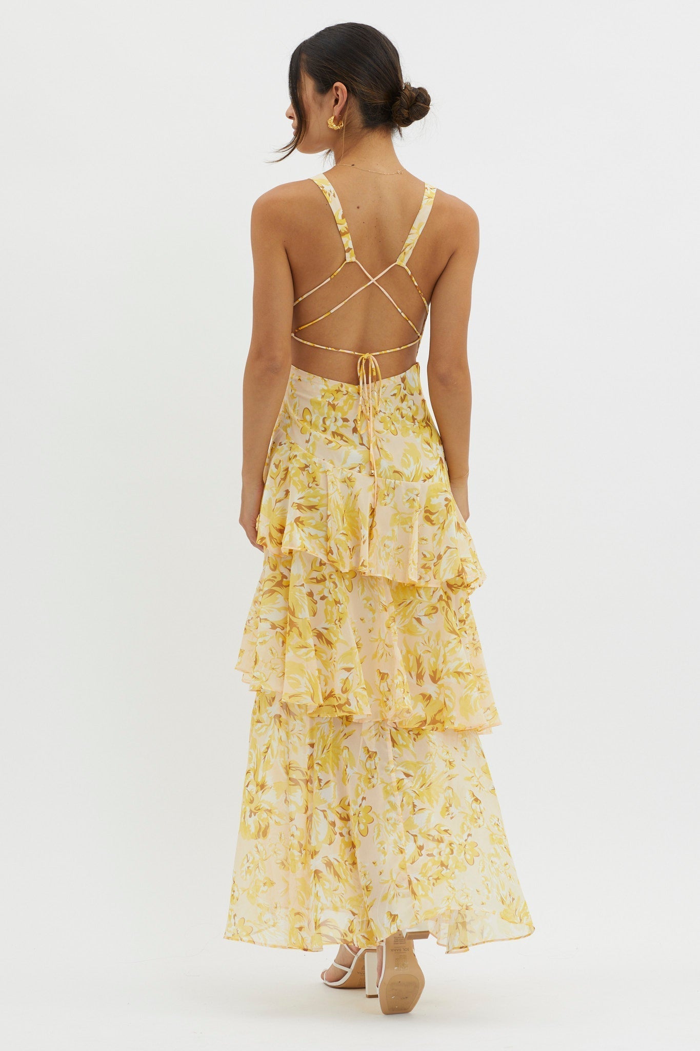 LISA | Vestido Maxí con volantes florales