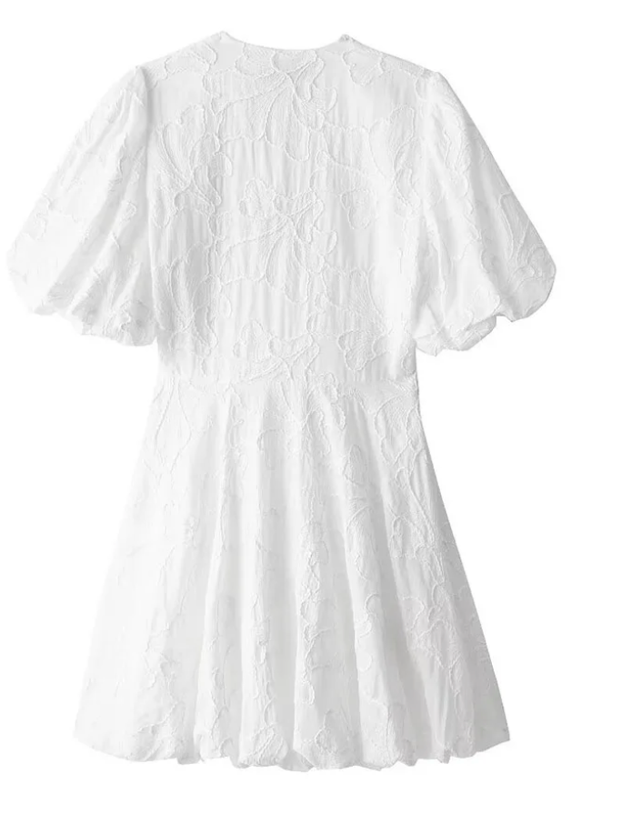 ALICE | Vestido Mini Chic con Patrón Estructurado y Mangas Abullonadas