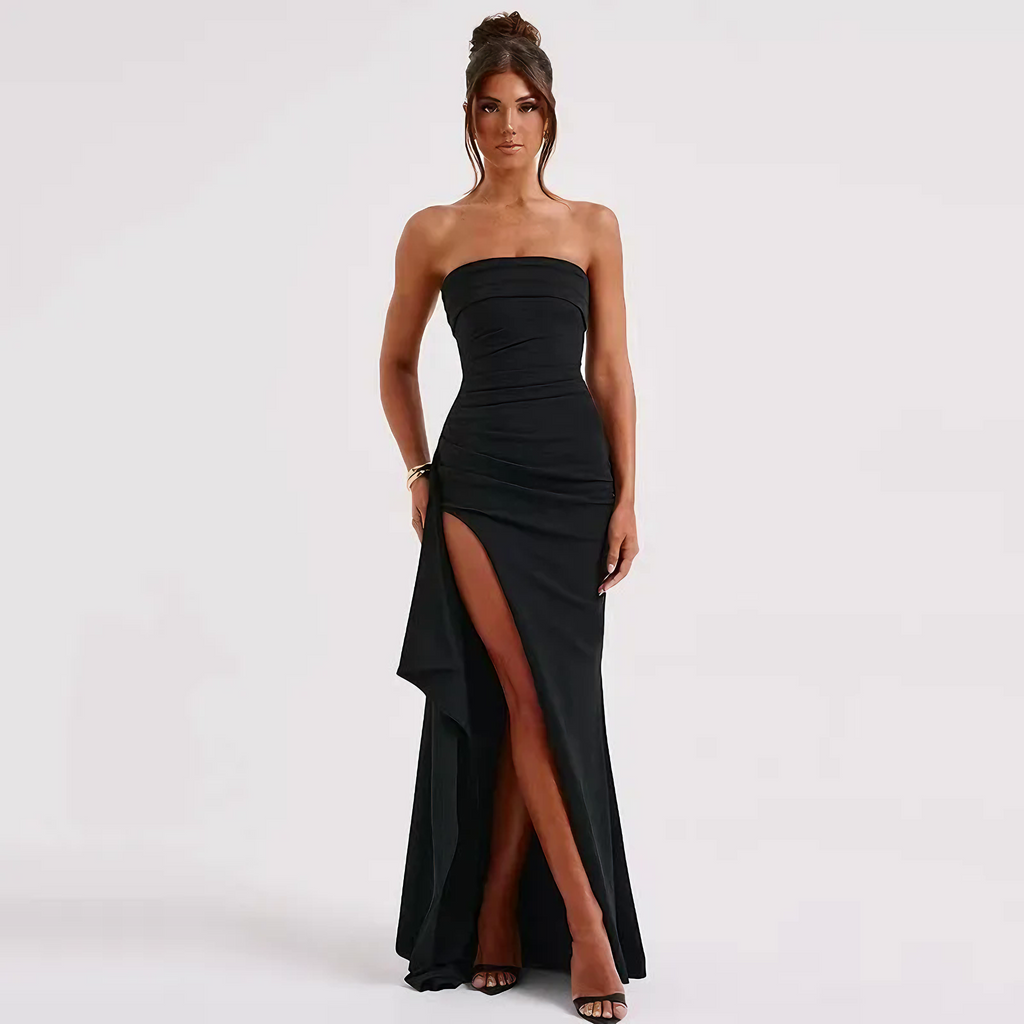 AZZURRA - Vestido Elegante Sin Espalda con Abertura
