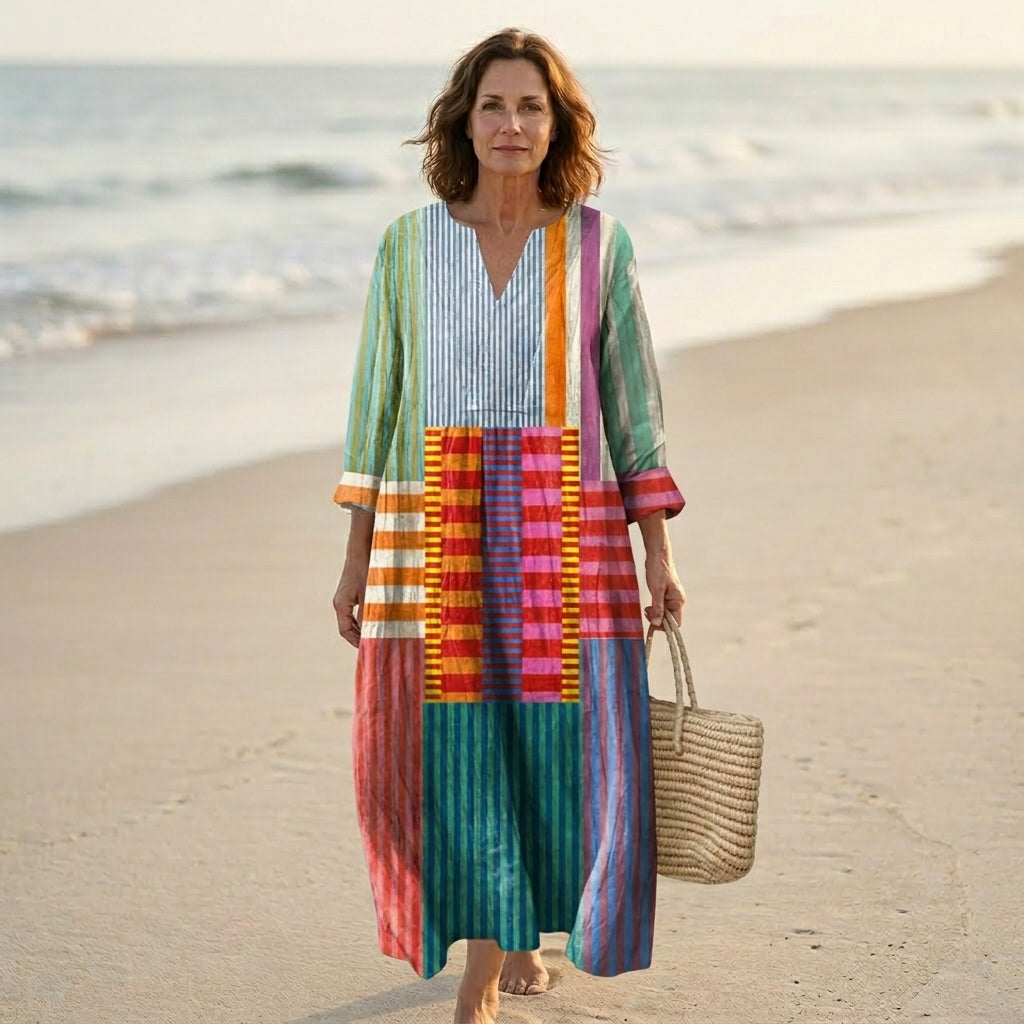 Frida | Vestido Colorblock Artístico