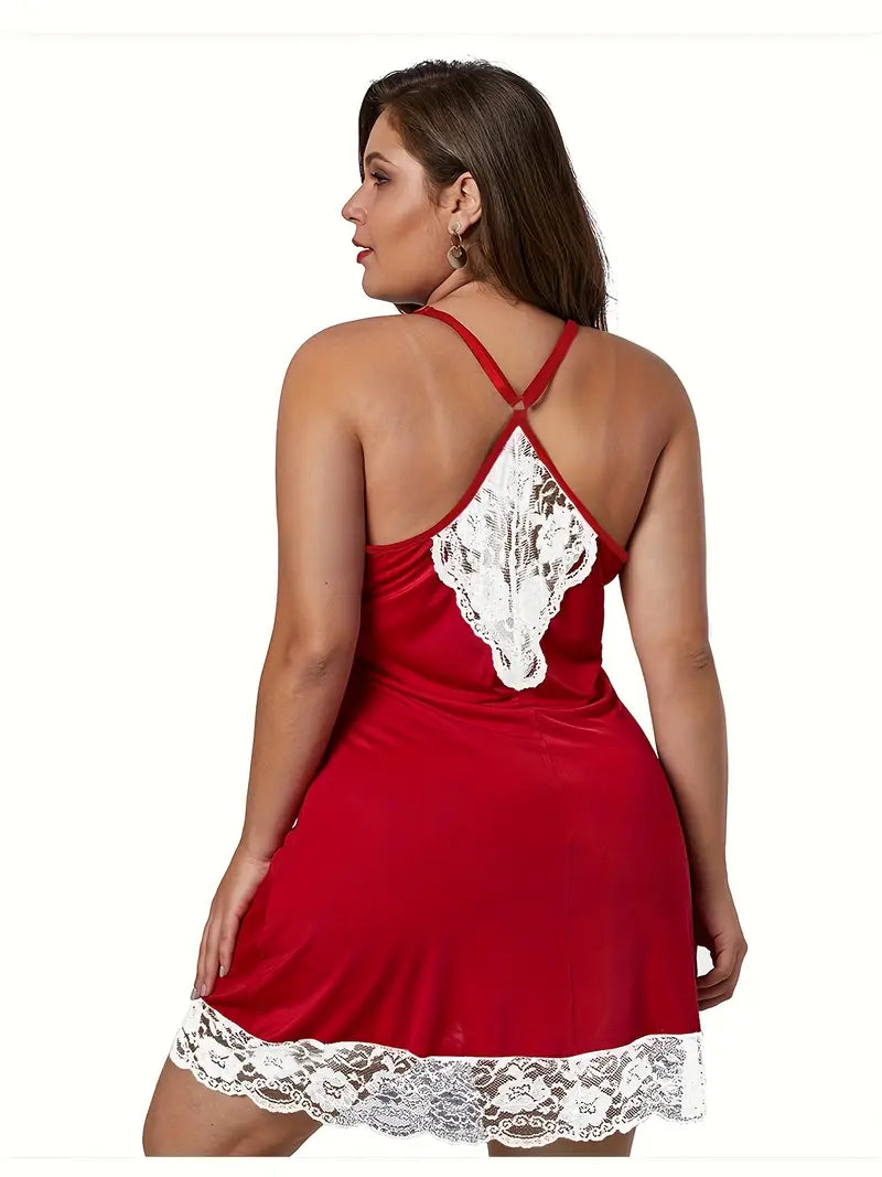 DIANA – Vestido de Noche Sexy Talla Grande con Encaje y Escote en V