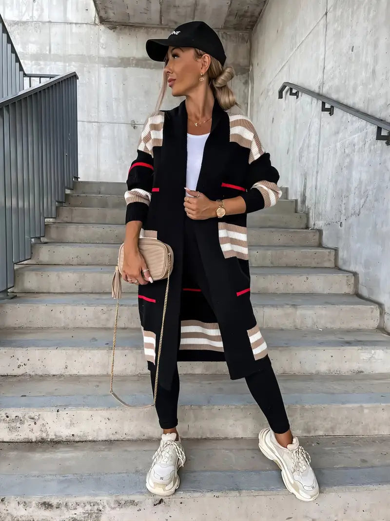 LISSIE - Chaqueta larga a rayas