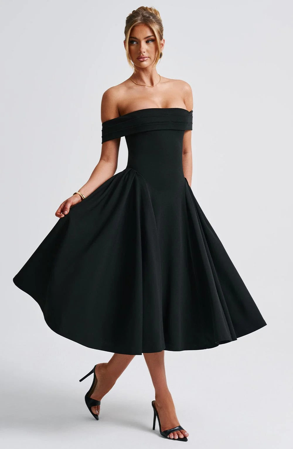 ELENA | Vestido Midi Estiloso Off-Shoulder