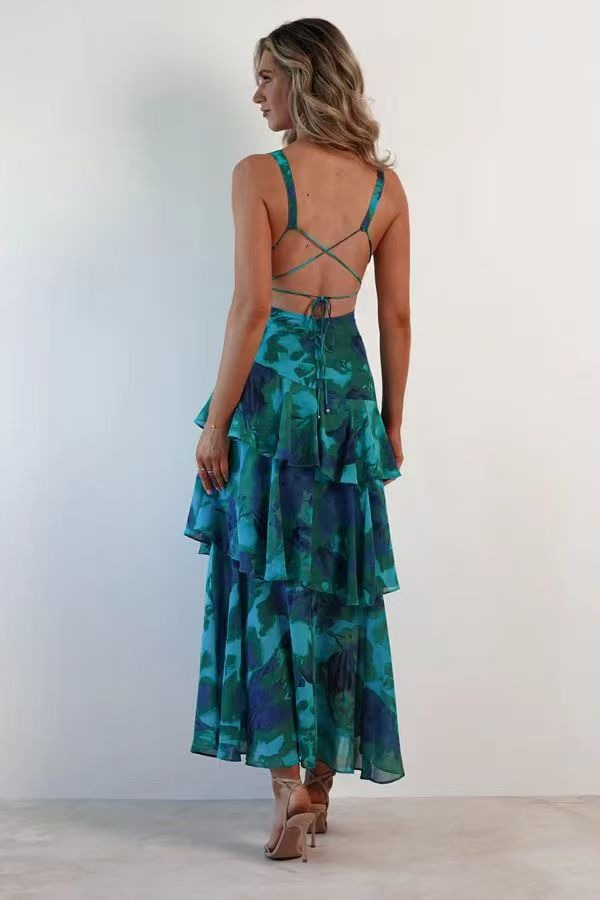 LISA | Vestido Maxí con volantes florales