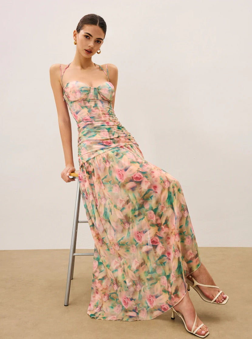 FIONA | Elegante vestido maxi corsé con abertura