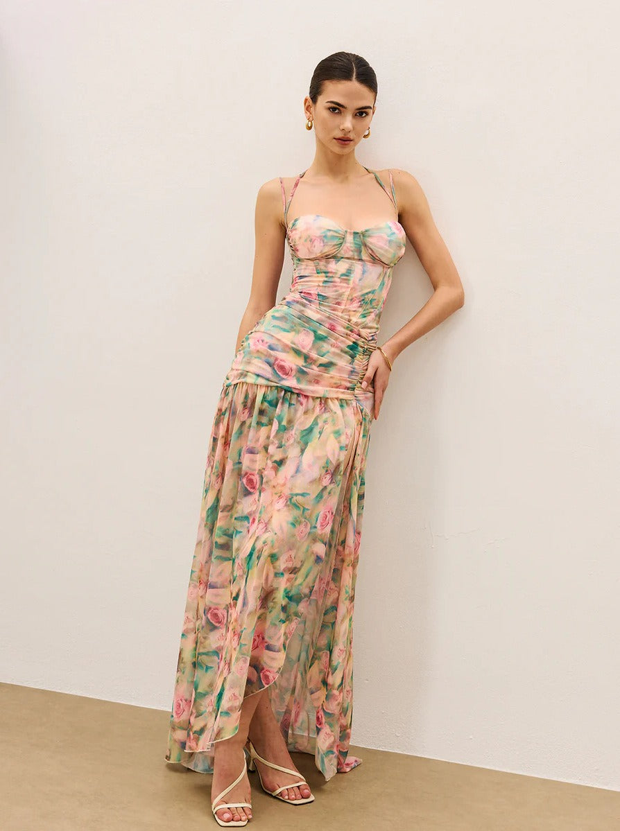 FIONA | Elegante vestido maxi corsé con abertura