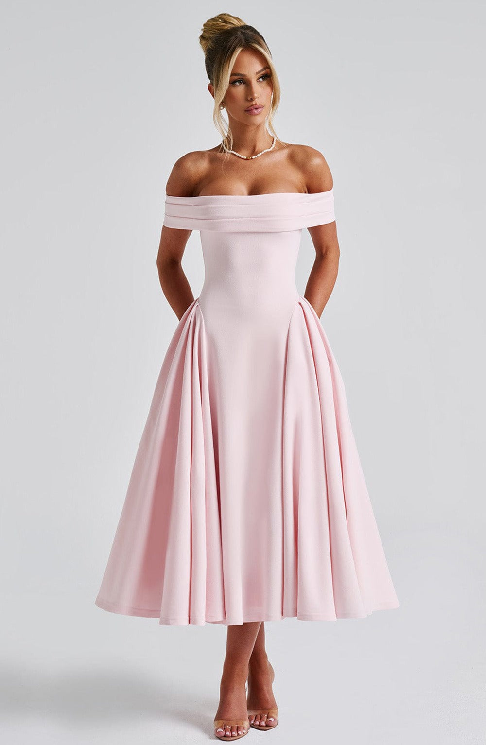 ELENA | Vestido Midi Estiloso Off-Shoulder