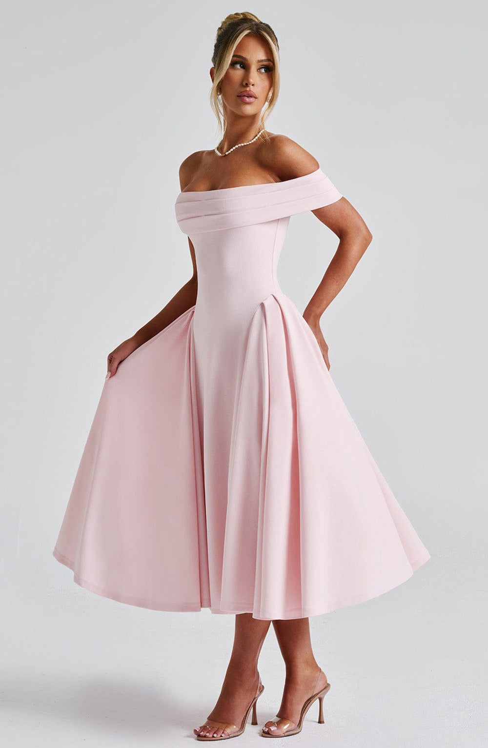 ELENA | Vestido Midi Estiloso Off-Shoulder