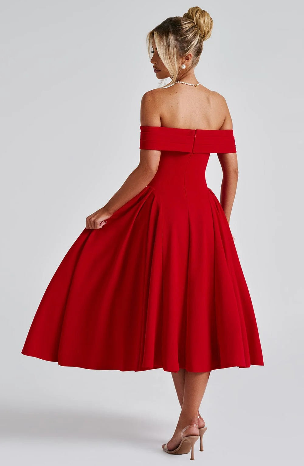 ELENA | Vestido Midi Estiloso Off-Shoulder