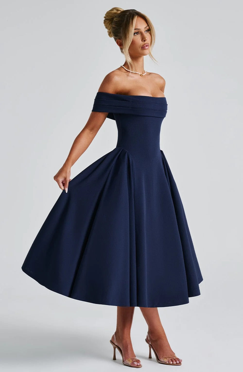 ELENA | Vestido Midi Estiloso Off-Shoulder
