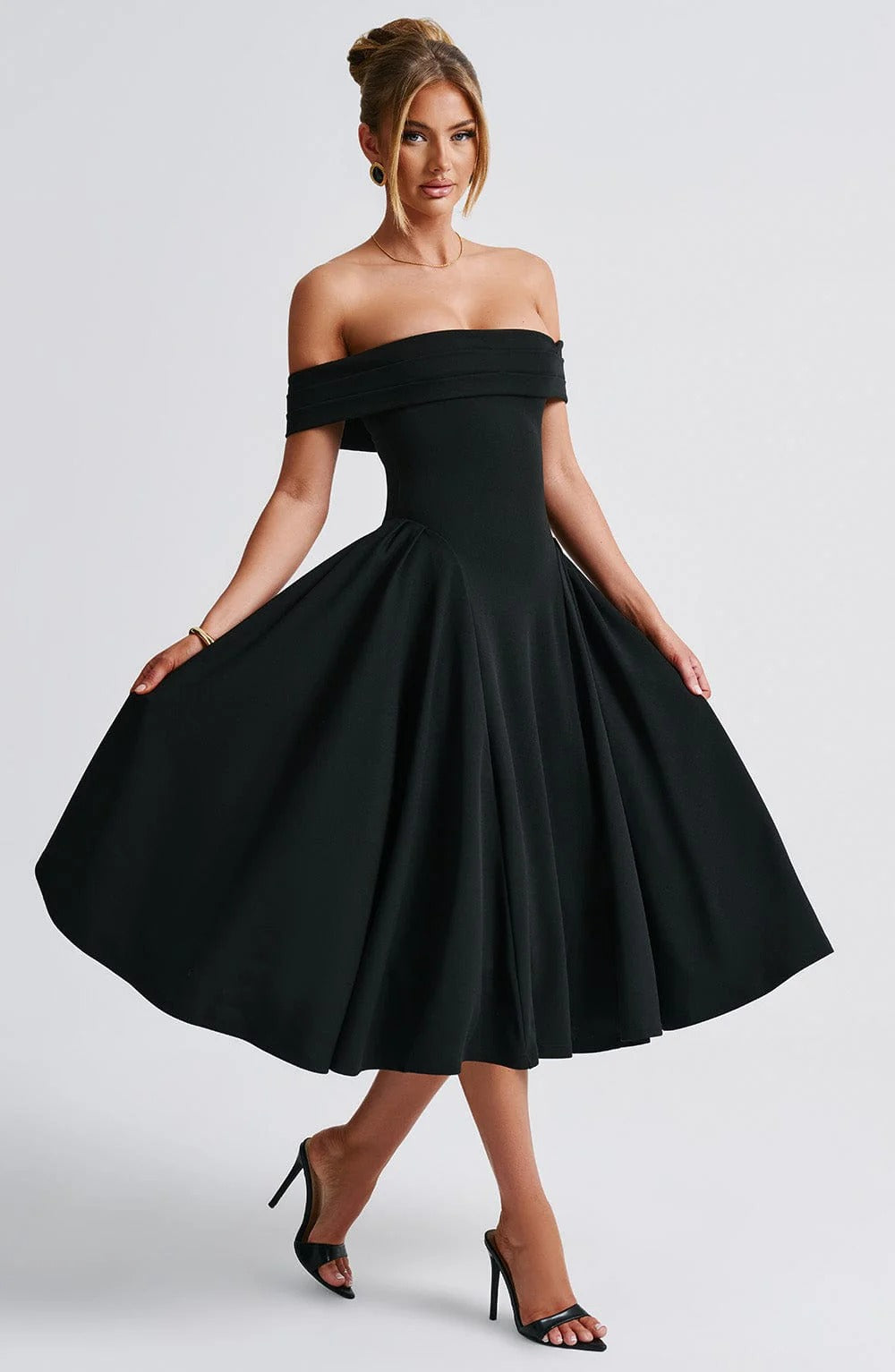 ELENA | Vestido Midi Estiloso Off-Shoulder
