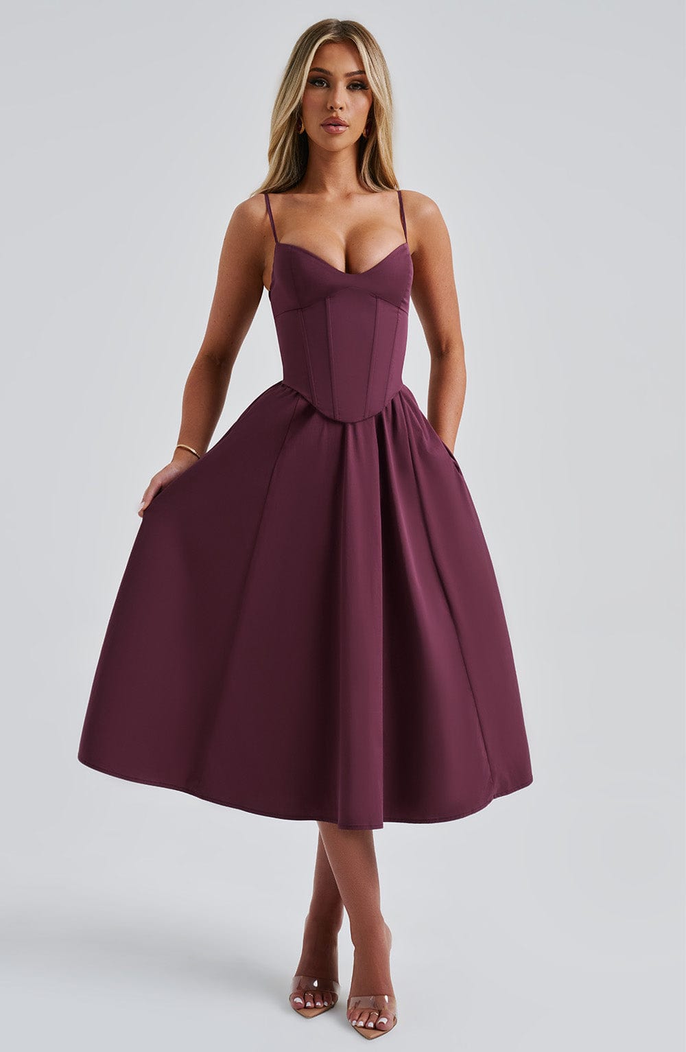 MAILEEN | Elegante vestido midi estilo corsé