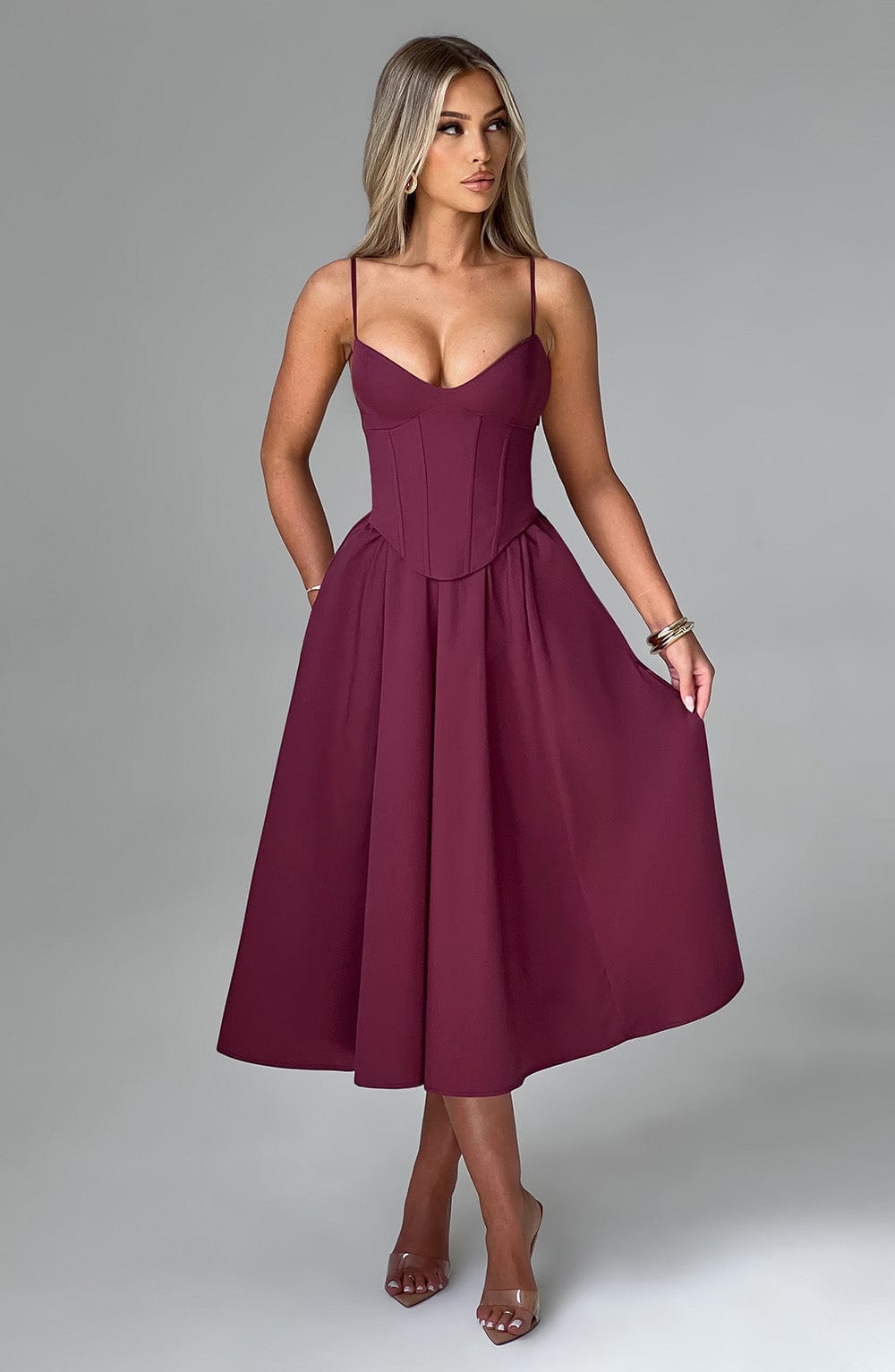 MAILEEN | Elegante vestido midi estilo corsé