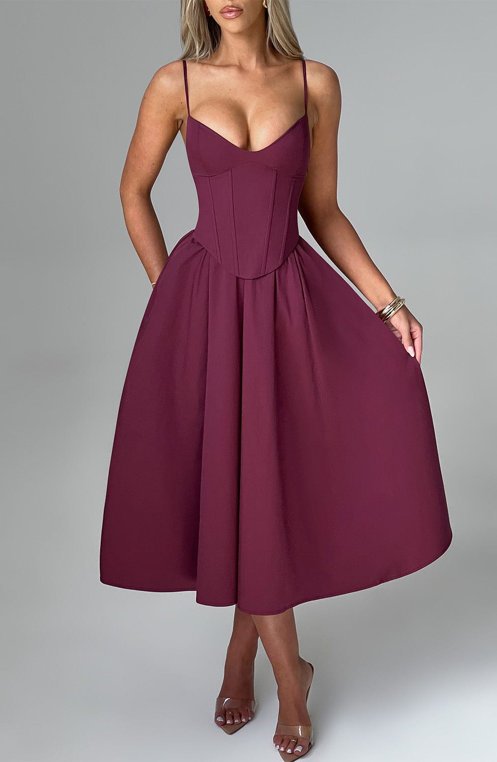MAILEEN | Elegante vestido midi estilo corsé