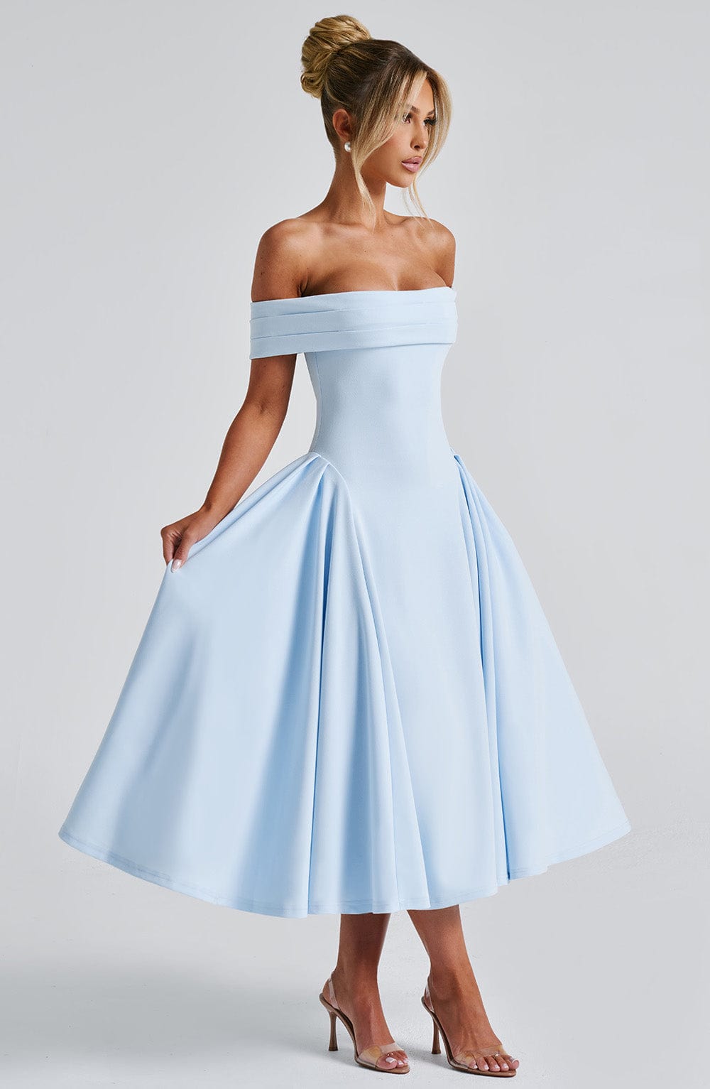 ELENA | Vestido Midi Estiloso Off-Shoulder