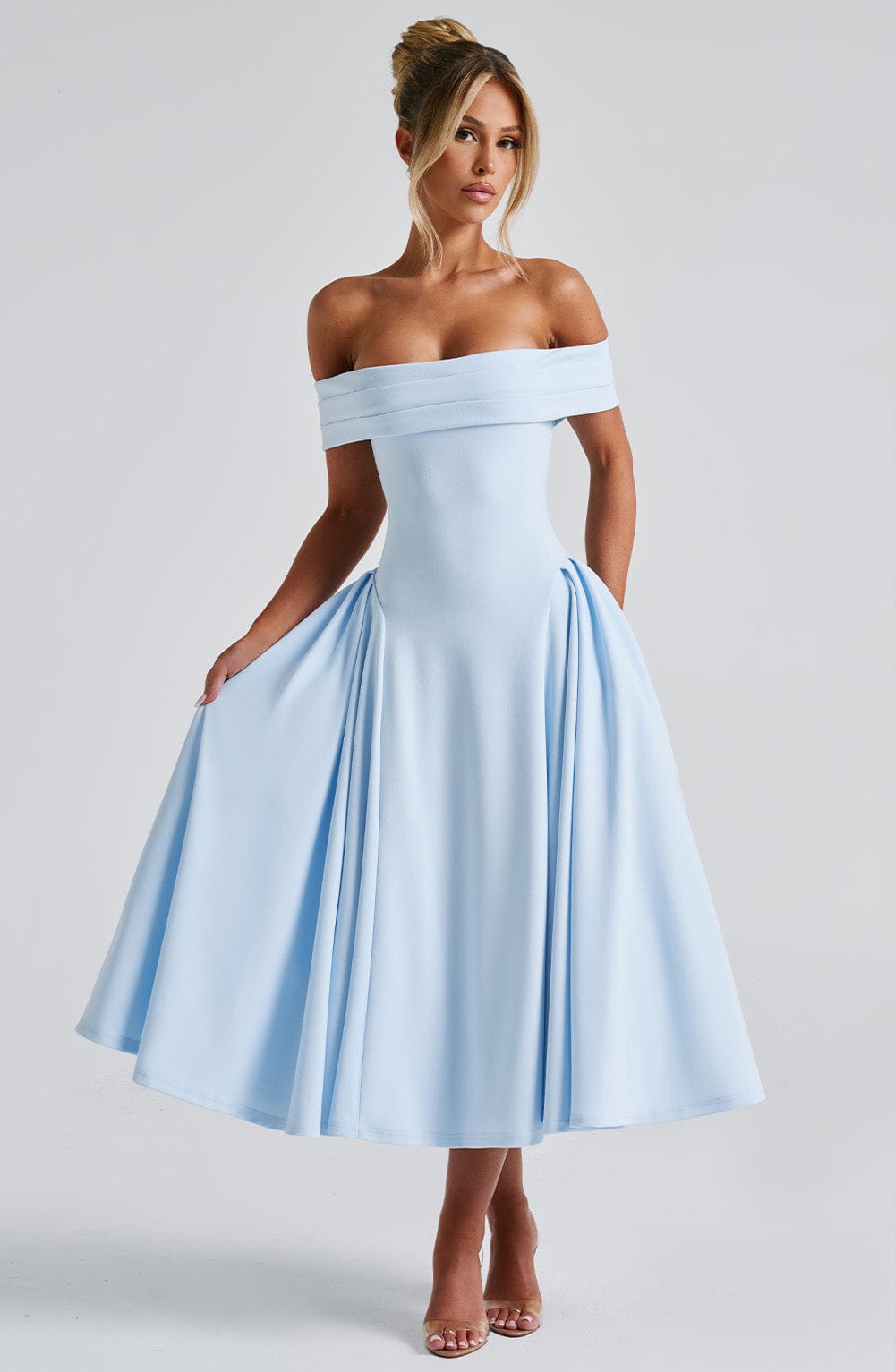 ELENA | Vestido Midi Estiloso Off-Shoulder