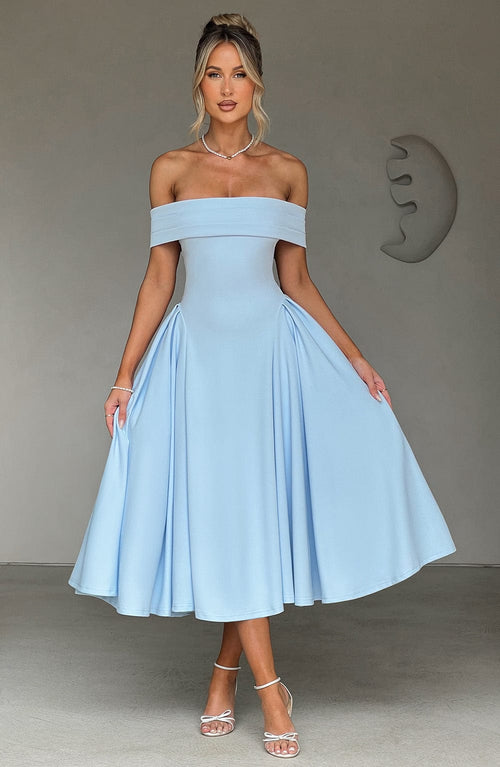 ELENA | Vestido Midi Estiloso Off-Shoulder