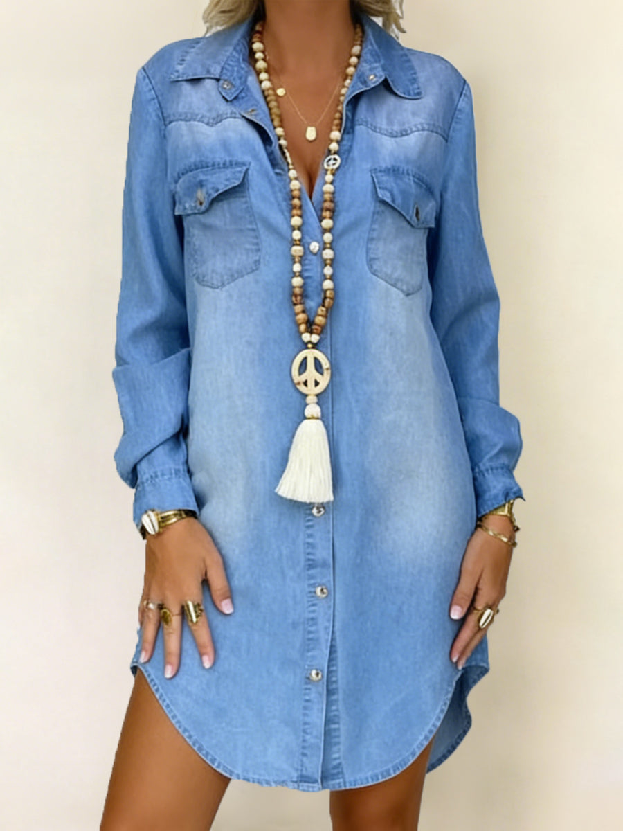 Donna | Vestido camisa de mezclilla casual elegante