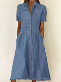 Carol | Vestido de denim de mangas cortas