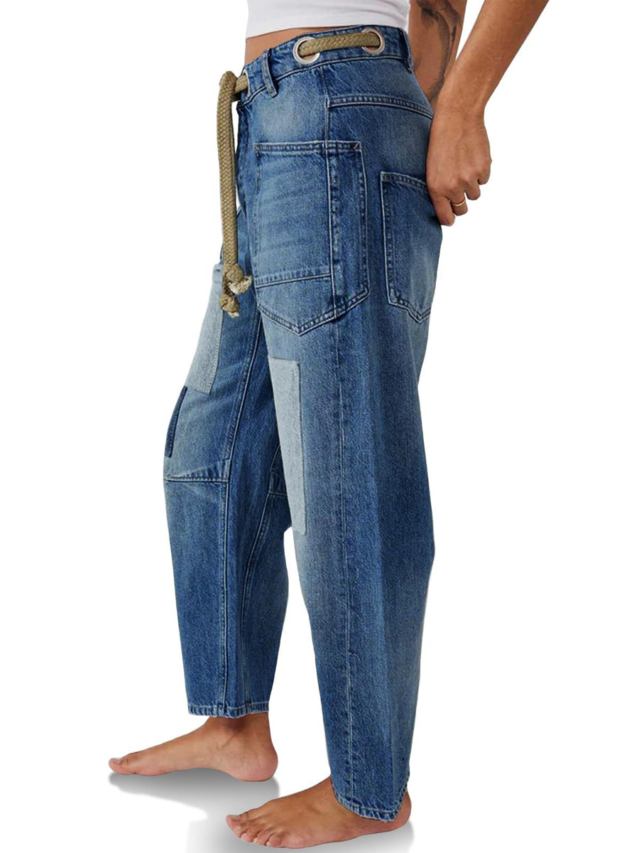 Margaret | Jeans patchwork con cuerda